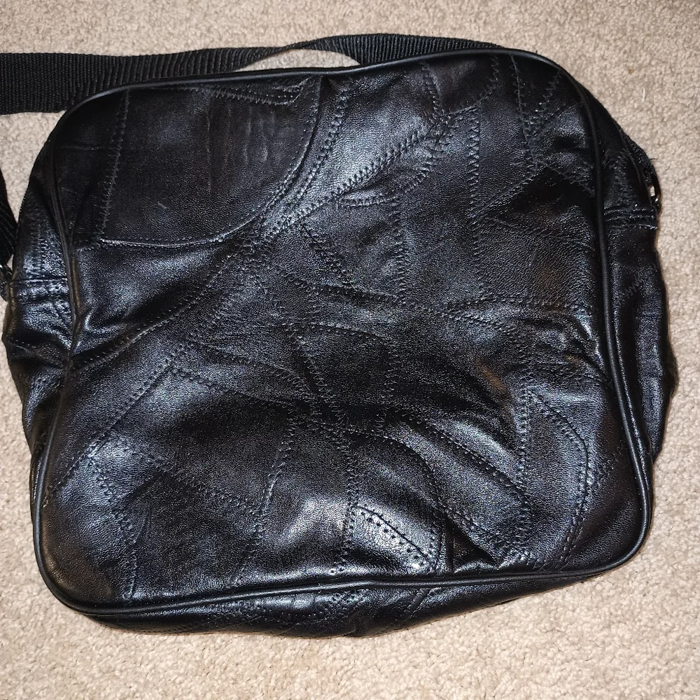 Men's Black Patchwork‎ Genuine Leather Bag Set